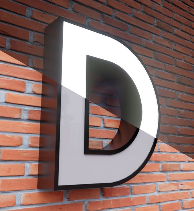 Önden Aydınlatmalı Fileli Siyah Paslanmaz Kutu Harf