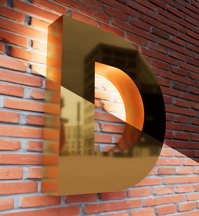 Arkadan Aydınlatmalı Gold Paslanmaz Kutu Harf